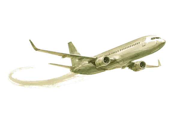 Ilustración de acuarela de un avión