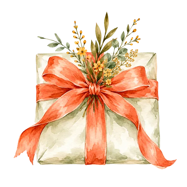Ilustración de acuarela de un regalo