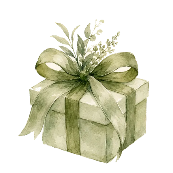 Ilustración de acuarela de un regalo