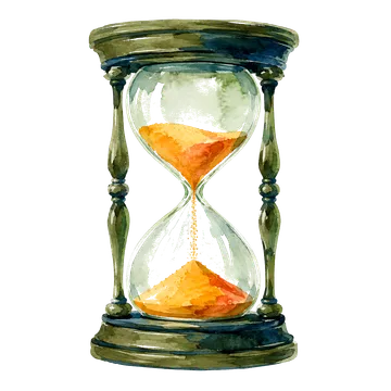 Ilustración de acuarela de un reloj de arena